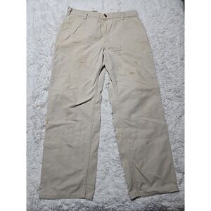 VTG Thrashed Carhartt B11 STN Carpenter Pants 38x32 Beige Union Workwear Skater‎